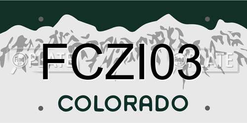 FCZI03 Colorado License Plate