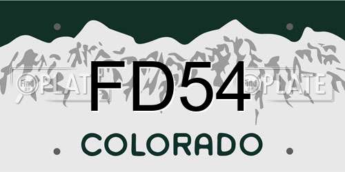FD54 Colorado License Plate