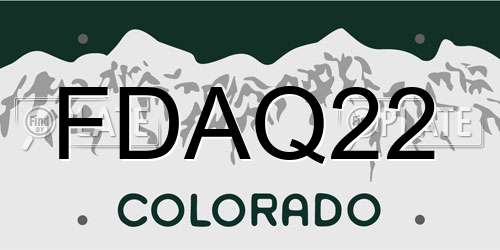FDAQ22 Colorado License Plate