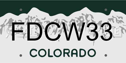 FDCW33 Colorado License Plate