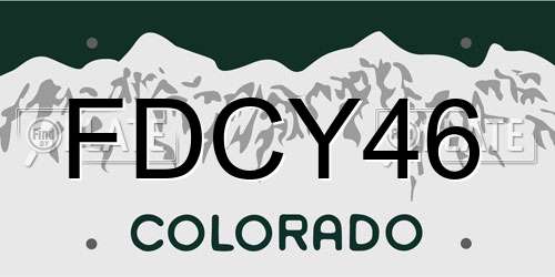 FDCY46 Colorado License Plate