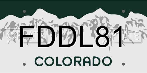 FDDL81 Colorado License Plate