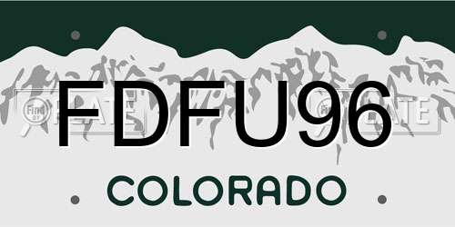 FDFU96 Colorado License Plate