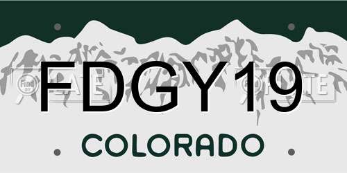 FDGY19 Colorado License Plate
