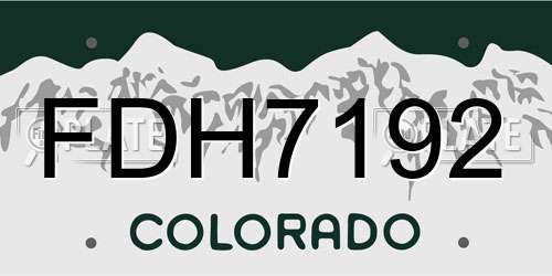 FDH7192 Colorado License Plate