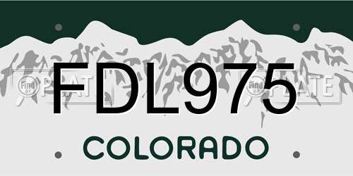 FDL975 Colorado License Plate