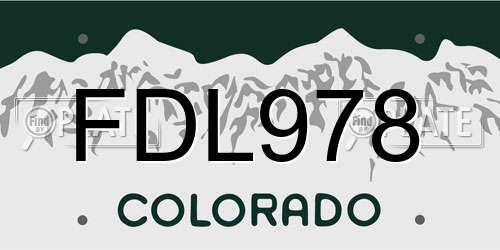 FDL978 Colorado License Plate