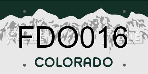 FDO016 Colorado License Plate
