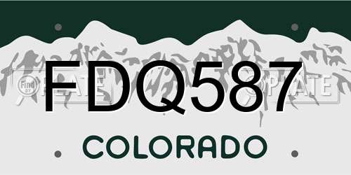 FDQ587 Colorado License Plate