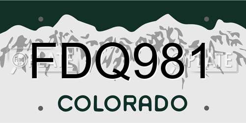 FDQ981 Colorado License Plate