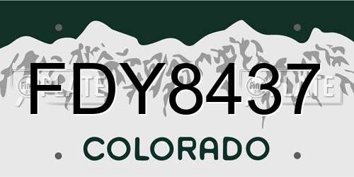 FDY8437 Colorado License Plate