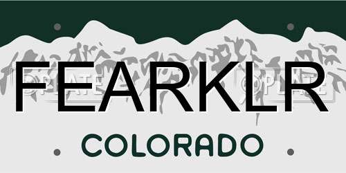 FEARKLR Colorado License Plate