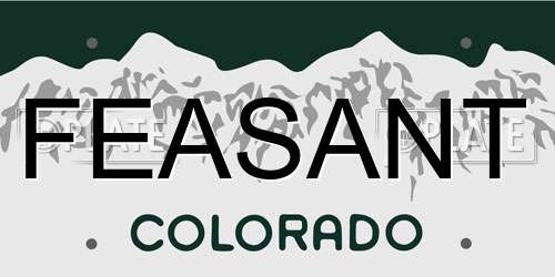FEASANT Colorado License Plate