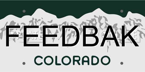 FEEDBAK Colorado License Plate