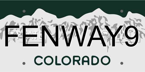 FENWAY9 Colorado License Plate