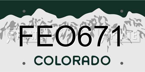 FEO671 Colorado License Plate