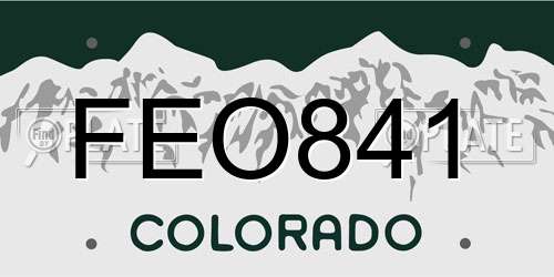 FEO841 Colorado License Plate