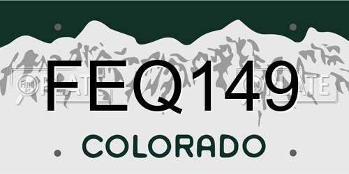 FEQ149 Colorado License Plate