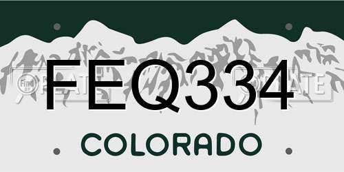 FEQ334 Colorado License Plate