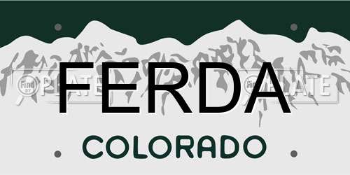 FERDA Colorado License Plate