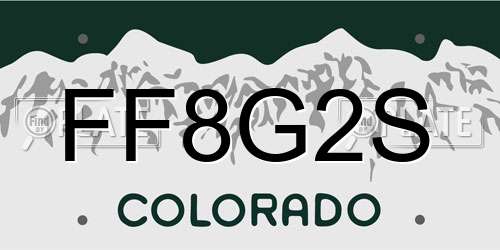 FF8G2S Colorado License Plate