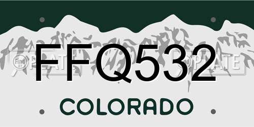 FFQ532 Colorado License Plate