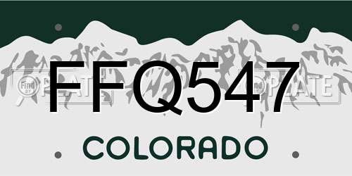 FFQ547 Colorado License Plate