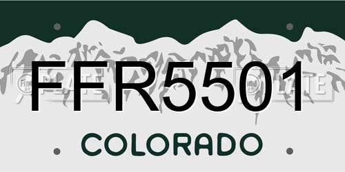 FFR5501 Colorado License Plate