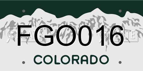 FGO016 Colorado License Plate