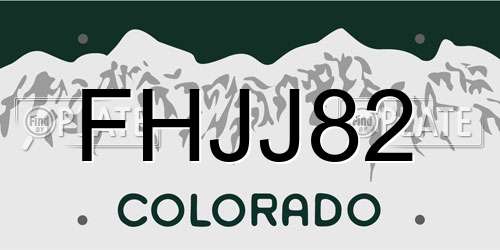FHJJ82 Colorado License Plate