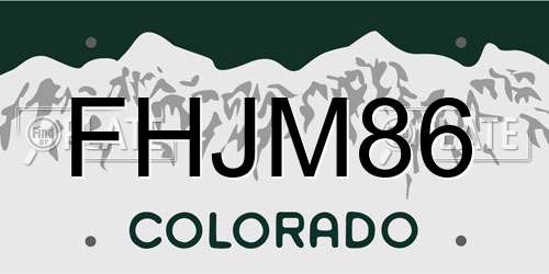 FHJM86 Colorado License Plate