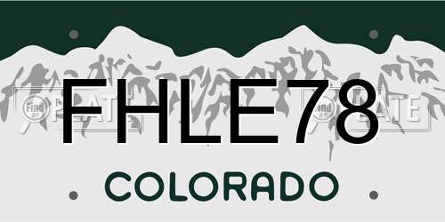 FHLE78 Colorado License Plate