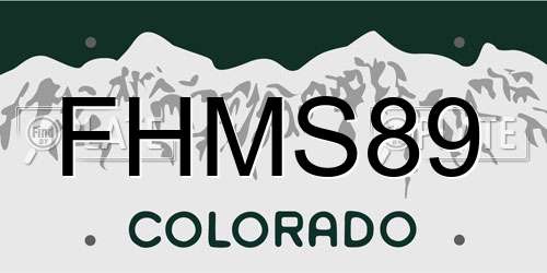 FHMS89 Colorado License Plate