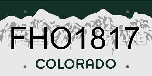 FHO1817 Colorado License Plate