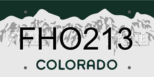 FHO213 Colorado License Plate