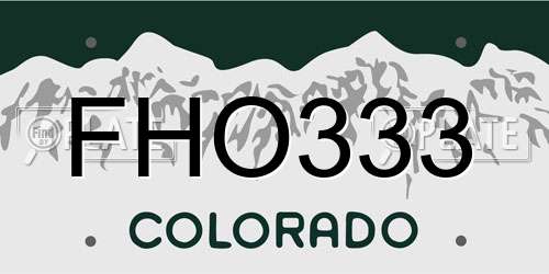 FHO333 Colorado License Plate