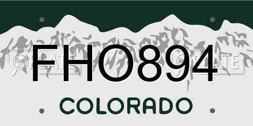 FHO894 Colorado License Plate