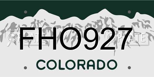 FHO927 Colorado License Plate