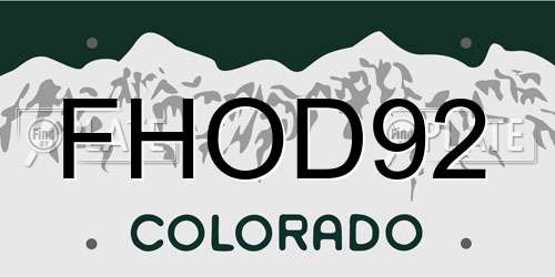 FHOD92 Colorado License Plate