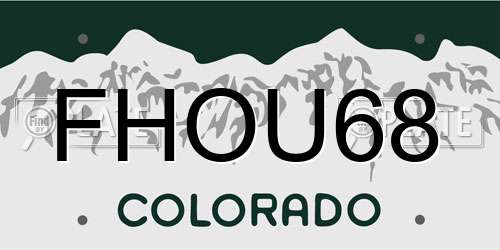 FHOU68 Colorado License Plate