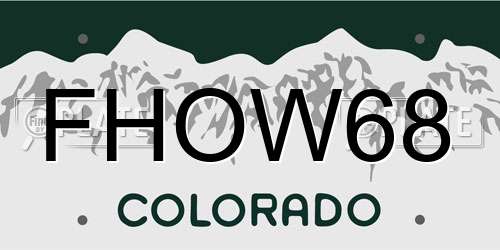 FHOW68 Colorado License Plate