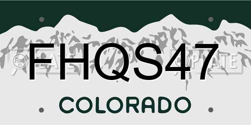 FHQS47 Colorado License Plate