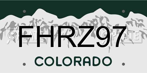FHRZ97 Colorado License Plate
