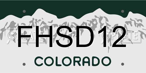 FHSD12 Colorado License Plate
