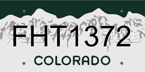 FHT1372 Colorado License Plate