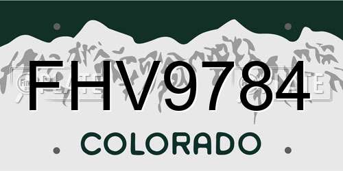 FHV9784 Colorado License Plate