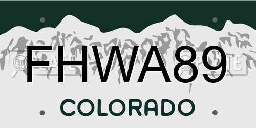 FHWA89 Colorado License Plate