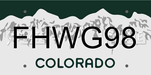 FHWG98 Colorado License Plate
