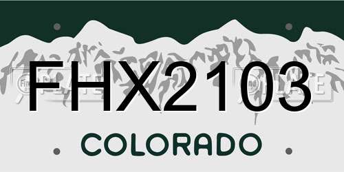 FHX2103 Colorado License Plate
