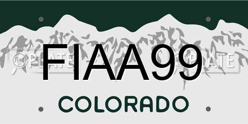 FIAA99 Colorado License Plate